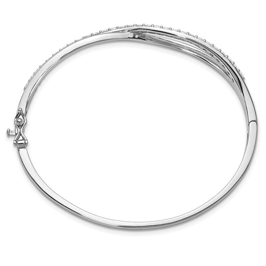High-Quality Rhodium-Plated Sterling Silver CZ Infinity Bangle - Stylish Value