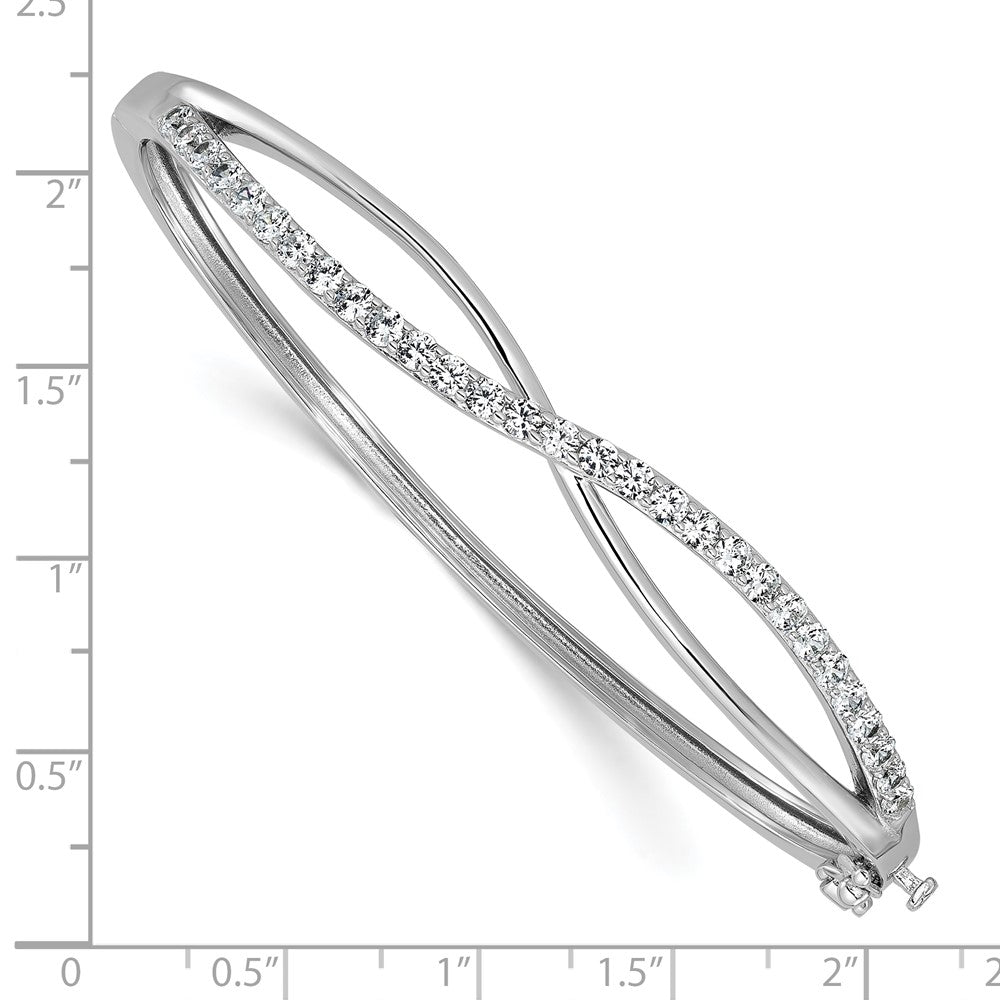 High-Quality Rhodium-Plated Sterling Silver CZ Infinity Bangle - Stylish Value