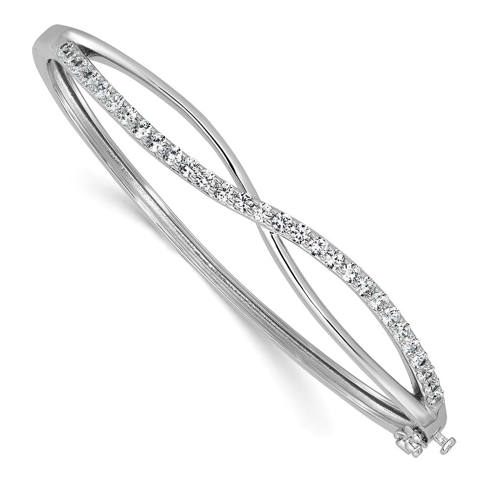 High-Quality Rhodium-Plated Sterling Silver CZ Infinity Bangle - Stylish Value
