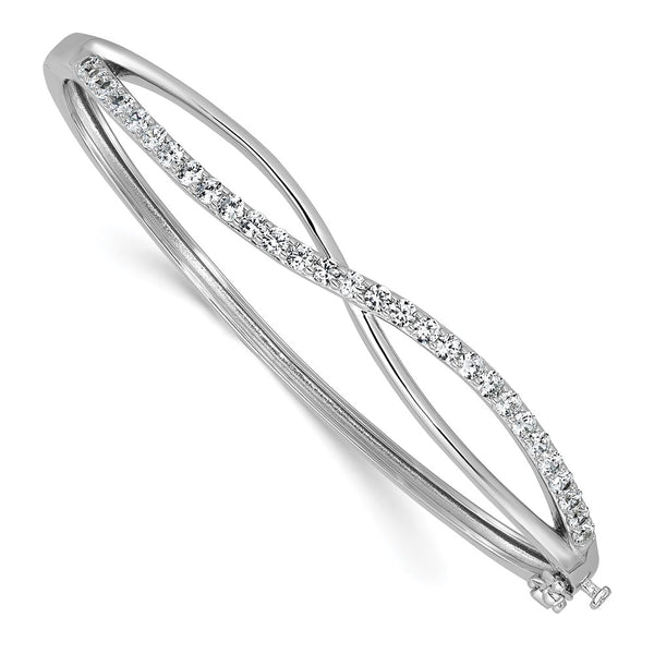 Rhodium-Plated Sterling Silver CZ Infinity Bangle