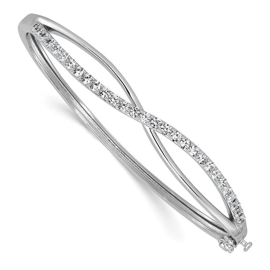 High-Quality Rhodium-Plated Sterling Silver CZ Infinity Bangle - Stylish Value