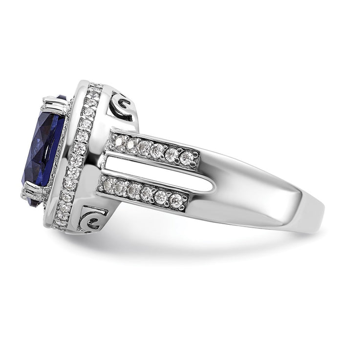 Exclusive Cheryl M Sterling Silver Rhodium-Plated Halo Ring 14K Gold Style-3