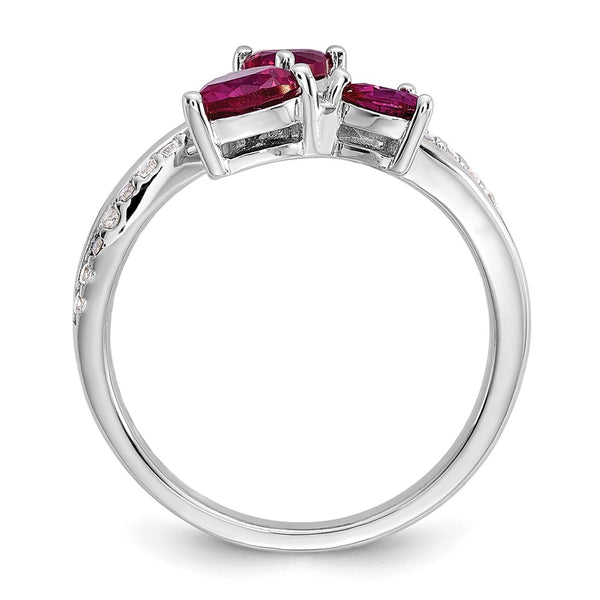 Cheryl M Sterling Silver Heart Ring with Lab-Created Ruby & CZ