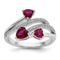 Buy Exclusive Cheryl M Sterling Silver Heart Ring with Lab-Created Ruby & CZ-1