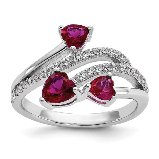 Buy Exclusive Cheryl M Sterling Silver Heart Ring with Lab-Created Ruby & CZ