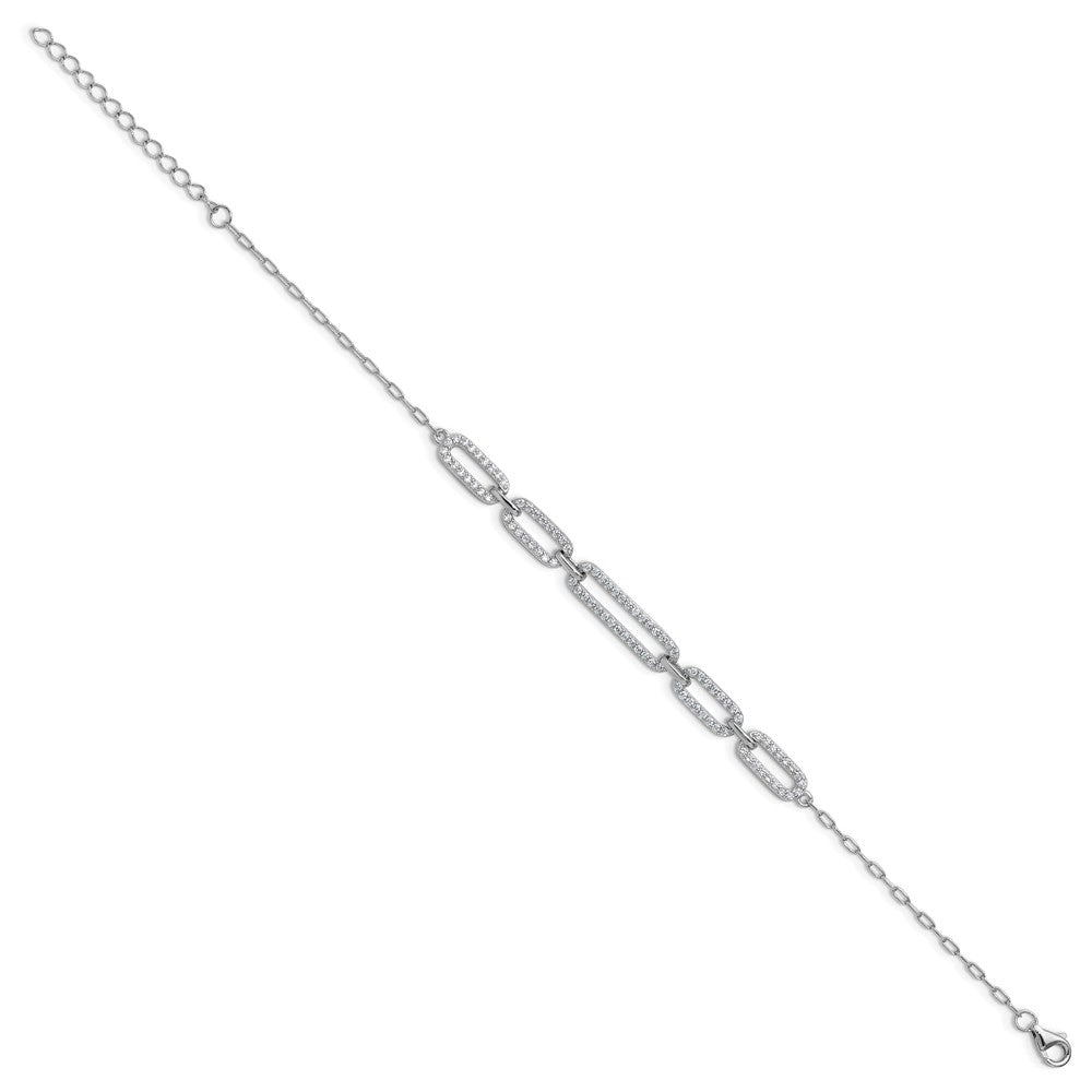 Exclusive Cheryl M Sterling Silver CZ Link Bracelet - 1.5" Extension, Stylish!