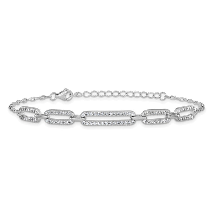 Exclusive Cheryl M Sterling Silver CZ Link Bracelet - 1.5" Extension, Stylish!-3