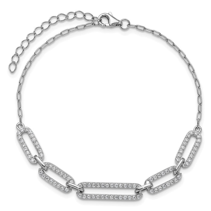 Exclusive Cheryl M Sterling Silver CZ Link Bracelet - 1.5" Extension, Stylish!-4