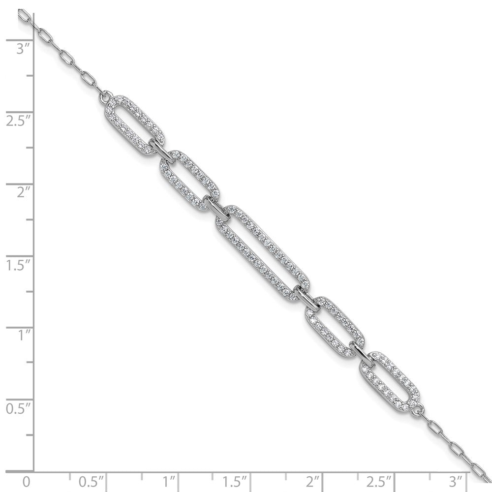 Exclusive Cheryl M Sterling Silver CZ Link Bracelet - 1.5" Extension, Stylish!