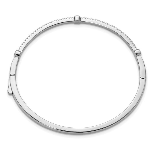 Exclusive Cheryl M Polished CZ Hinged Bangle | Stylish Rhodium-Plated Silver