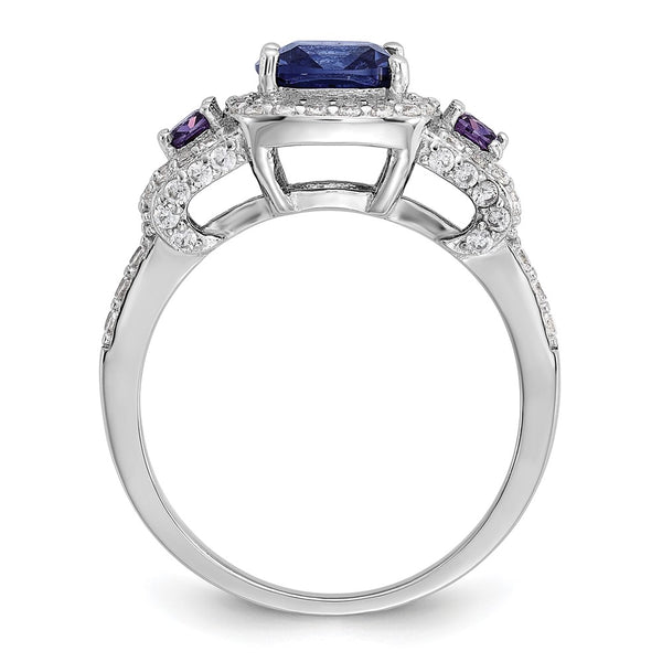 Cheryl M Sterling Silver Halo Ring - Rhodium-Plated CZ