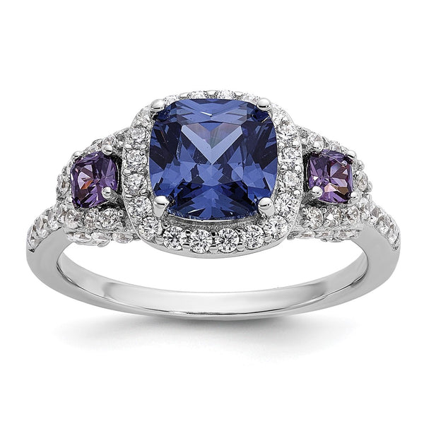 Cheryl M Sterling Silver Halo Ring - Rhodium-Plated CZ