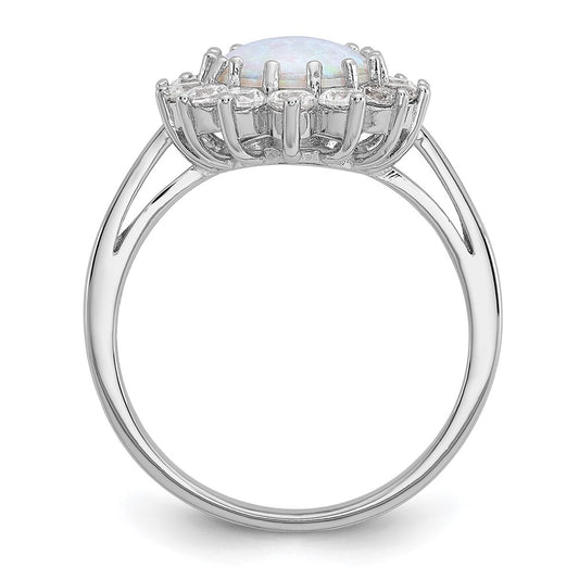 Shop High-Quality Cheryl M Oval Halo Ring in Sterling Silver with Created Opal