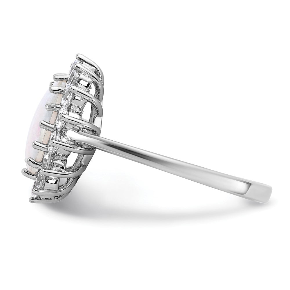 Shop High-Quality Cheryl M Oval Halo Ring in Sterling Silver with Created Opal
