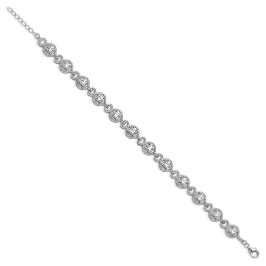 High-Quality Cheryl M Sterling Silver CZ Bracelet | Stylish 1-Inch Extension