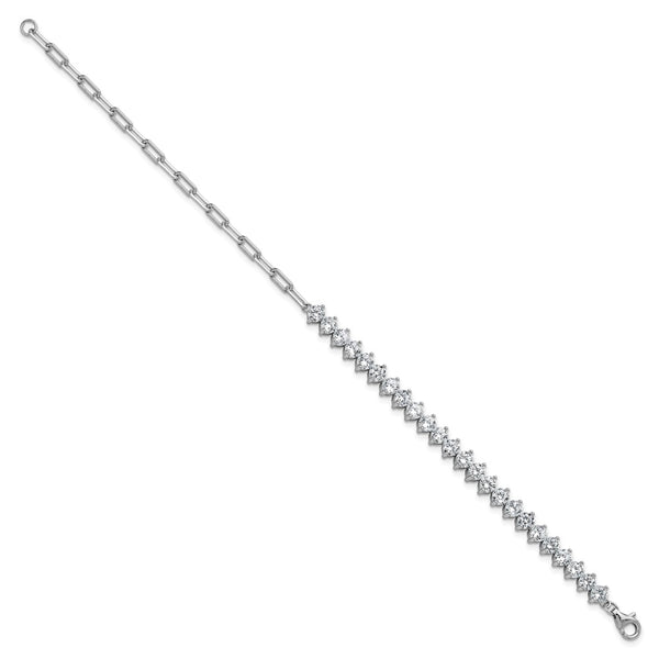 Cheryl M Polished Fancy CZ Bracelet - Rhodium-Plated Silver