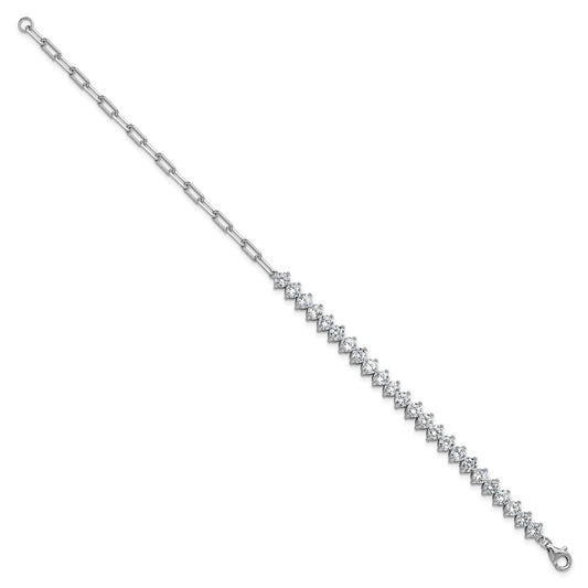 Shop Exclusive Cheryl M Polished Fancy CZ Bracelet | Stylish Rhodium-Plated Silver