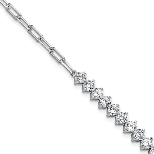 Cheryl M Polished Fancy CZ Bracelet - Rhodium-Plated Silver