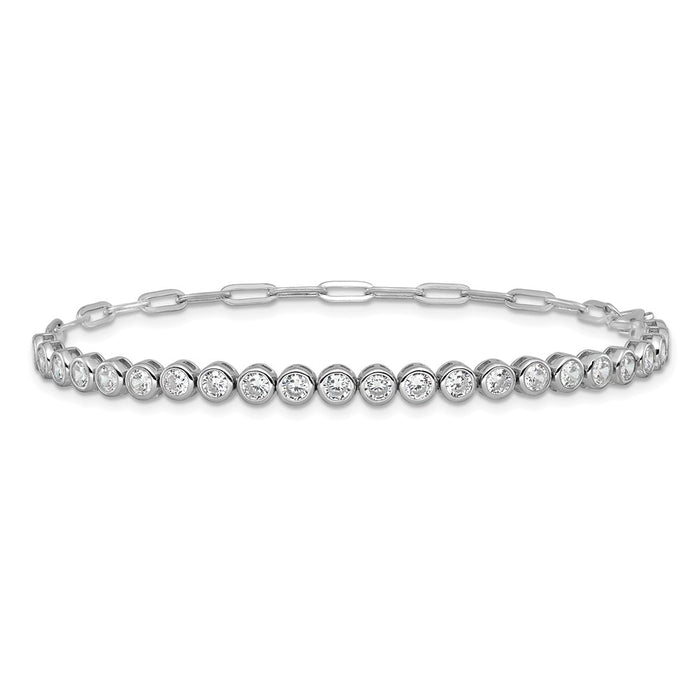 Shop Stylish Cheryl M Polished Bezel Set CZ Bracelet in Rhodium-Plated Silver-3