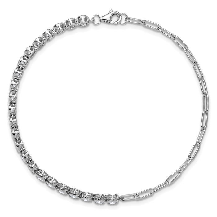 Shop Stylish Cheryl M Polished Bezel Set CZ Bracelet in Rhodium-Plated Silver-4