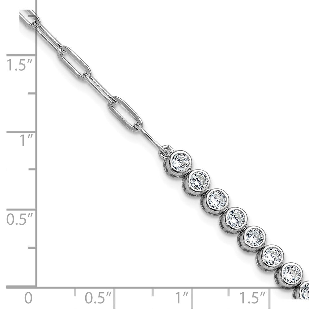 Shop Stylish Cheryl M Polished Bezel Set CZ Bracelet in Rhodium-Plated Silver