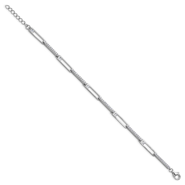 Cheryl M Polished CZ Bracelet in Sterling Silver - 1-Inch Extension