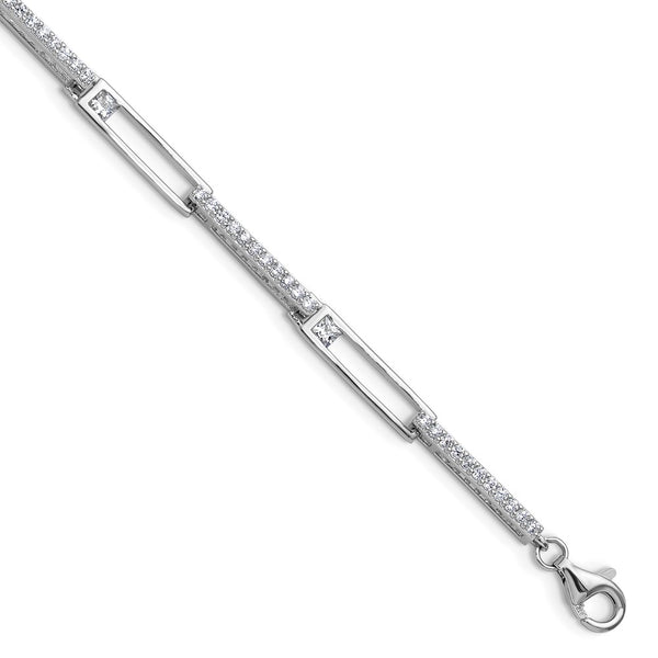 Cheryl M Polished CZ Bracelet in Sterling Silver - 1-Inch Extension
