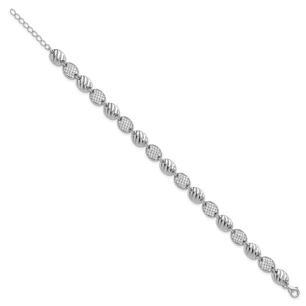 Cheryl M Sterling Silver CZ Oval Bracelet, 1-Inch Extension