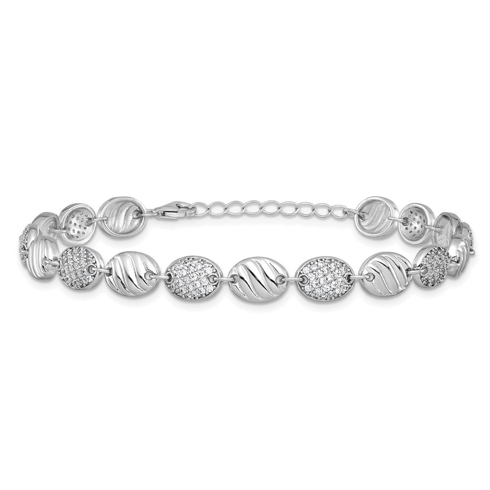 Buy Stylish Cheryl M Sterling Silver CZ Oval Bracelet, 1-Inch Extension, Affordable!