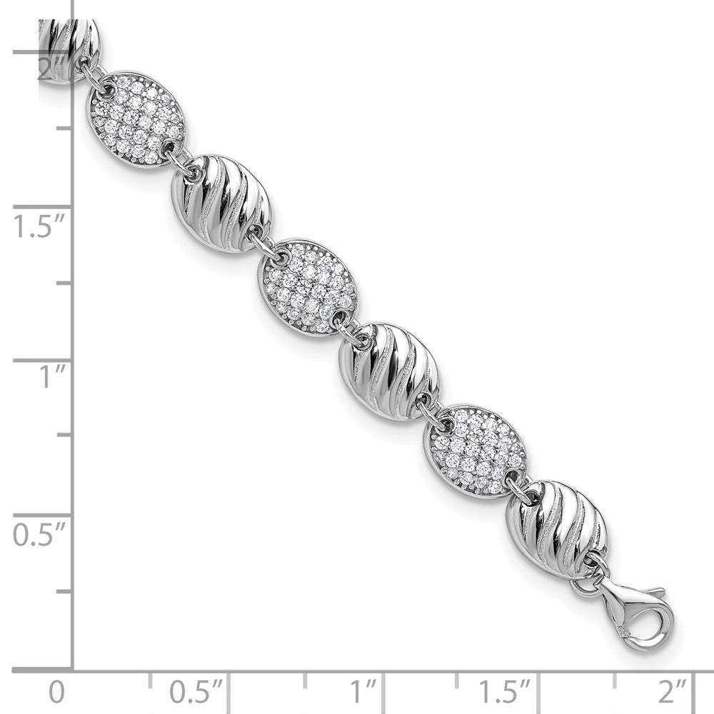 Buy Stylish Cheryl M Sterling Silver CZ Oval Bracelet, 1-Inch Extension, Affordable!