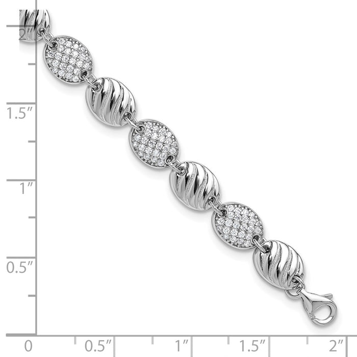 Buy Stylish Cheryl M Sterling Silver CZ Oval Bracelet, 1-Inch Extension, Affordable!-5