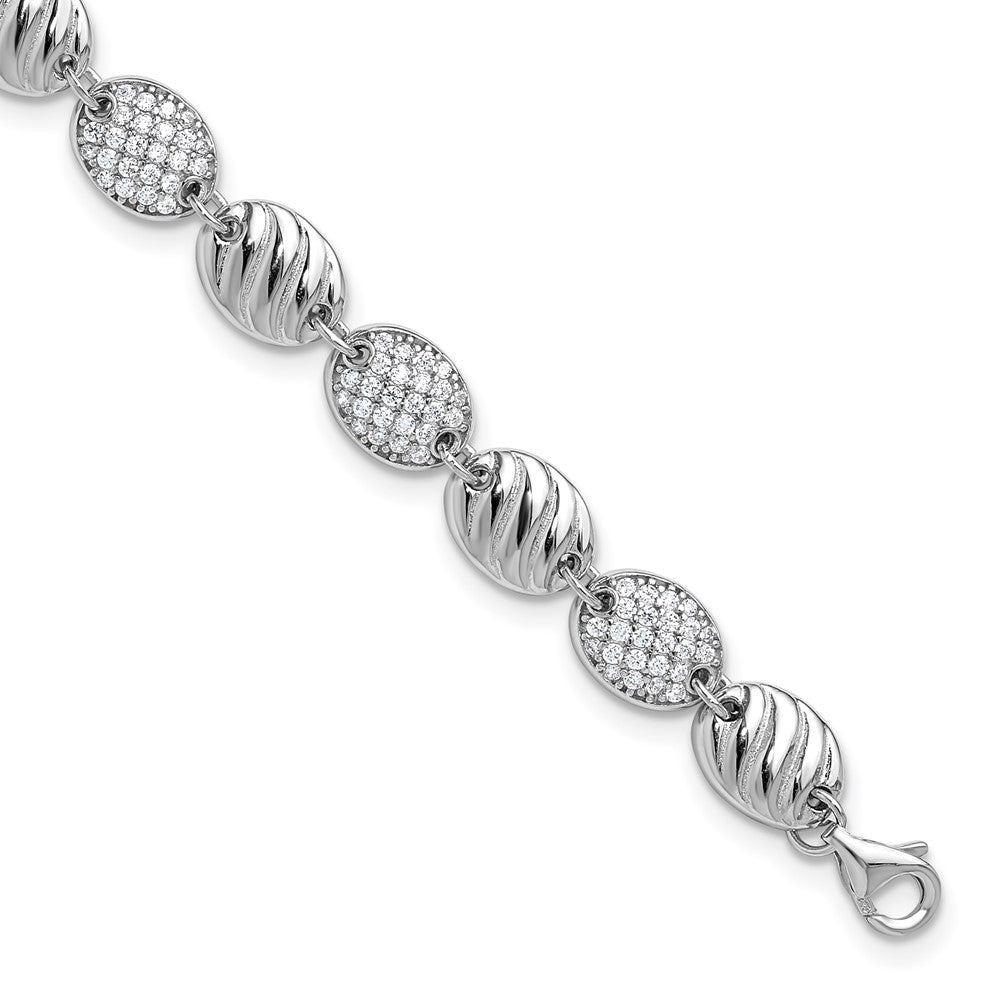 Buy Stylish Cheryl M Sterling Silver CZ Oval Bracelet, 1-Inch Extension, Affordable!