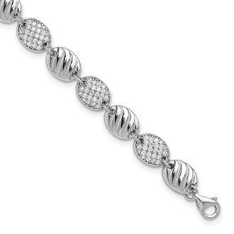 Buy Stylish Cheryl M Sterling Silver CZ Oval Bracelet, 1-Inch Extension, Affordable!