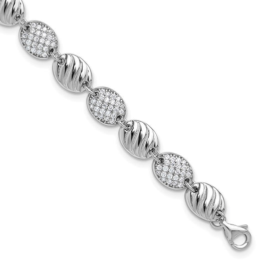 Buy Stylish Cheryl M Sterling Silver CZ Oval Bracelet, 1-Inch Extension, Affordable!