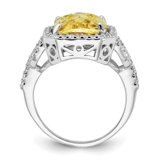 Buy Stylish Cheryl M Polished Fancy Yellow & White CZ Ring, Rhodium-Plated