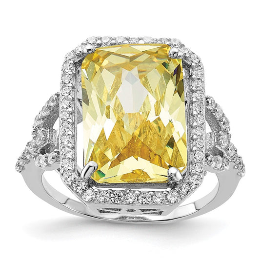 Buy Stylish Cheryl M Polished Fancy Yellow & White CZ Ring, Rhodium-Plated