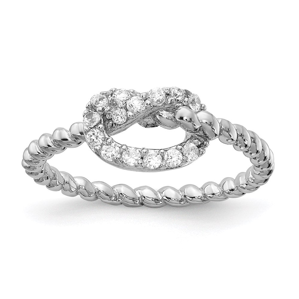 Buy Stylish Cheryl M Sterling Silver Rhodium-Plated CZ Knot Ring, 14K Gold Finish
