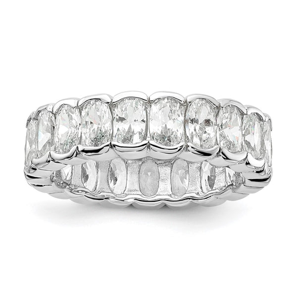 Cheryl M Polished Oval CZ Eternity Ring - Rhodium-Plated Silver