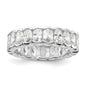 Exclusive Polished Oval CZ Eternity Ring - Stylish Rhodium-Plated Silver-1