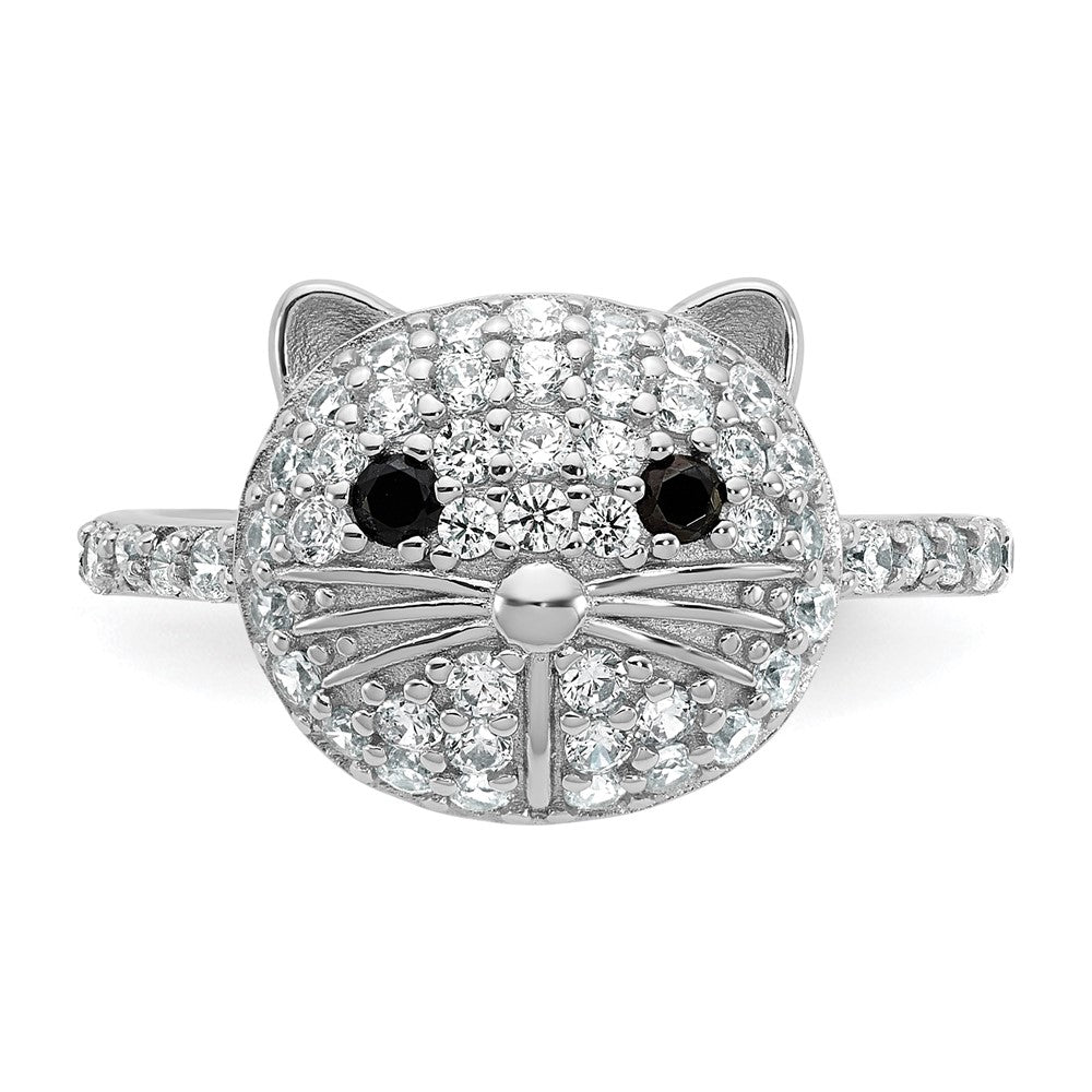 Exclusive Cheryl M Cat Ring: 925 Sterling Silver, Polished, Affordable CZ Accents