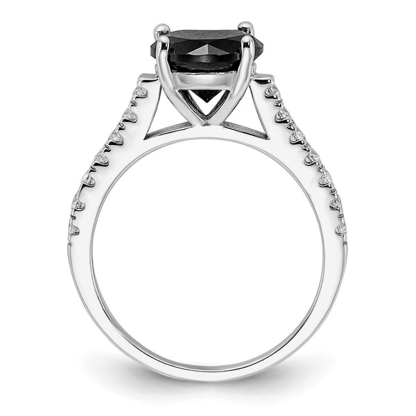Cheryl M Polished Black & White CZ Ring - Rhodium-Plated Silver