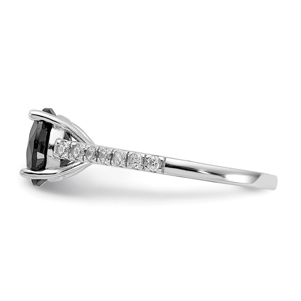 Shop Exclusive Cheryl M Polished Sterling Silver Ring with Black & White CZ