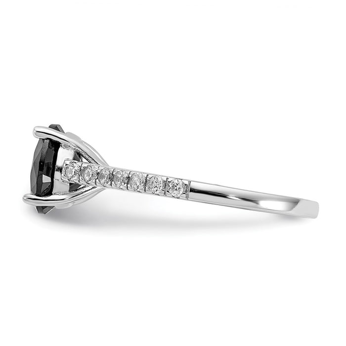 Shop Exclusive Cheryl M Polished Sterling Silver Ring with Black & White CZ-3