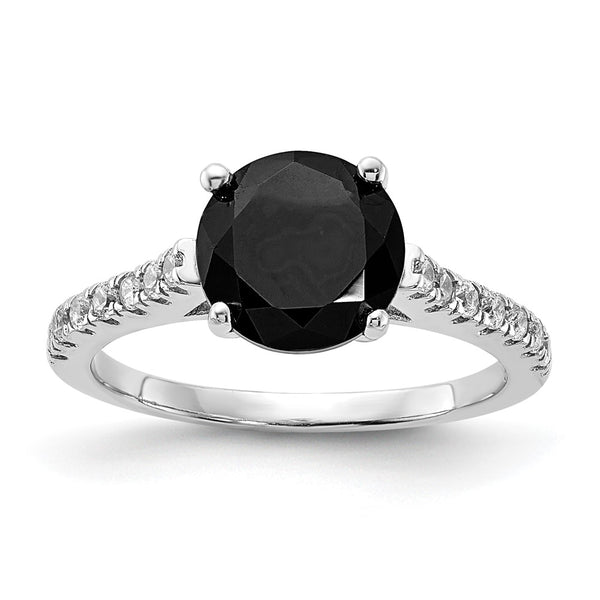 Cheryl M Polished Black & White CZ Ring - Rhodium-Plated Silver