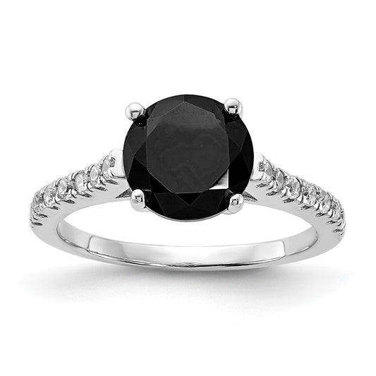 Shop Exclusive Cheryl M Polished Sterling Silver Ring with Black & White CZ