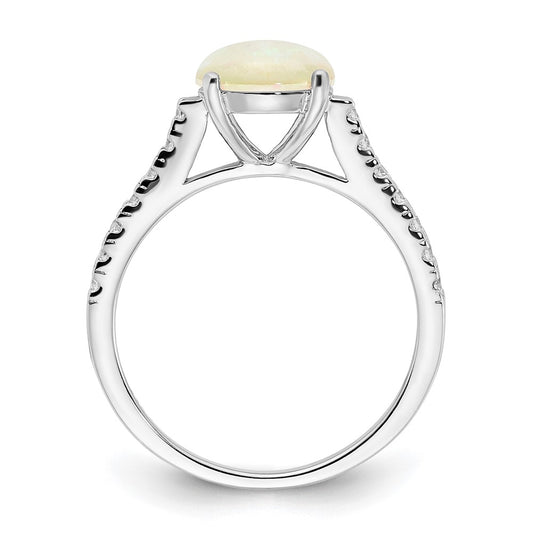Buy Exclusive Rhodium-Plated Sterling Silver Ring with Lab-Created Opal & CZ