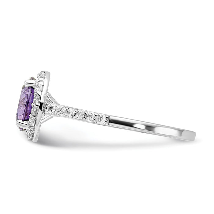 Buy Exclusive Cheryl M Polished Purple & White CZ Halo Ring - Stylish Design-3