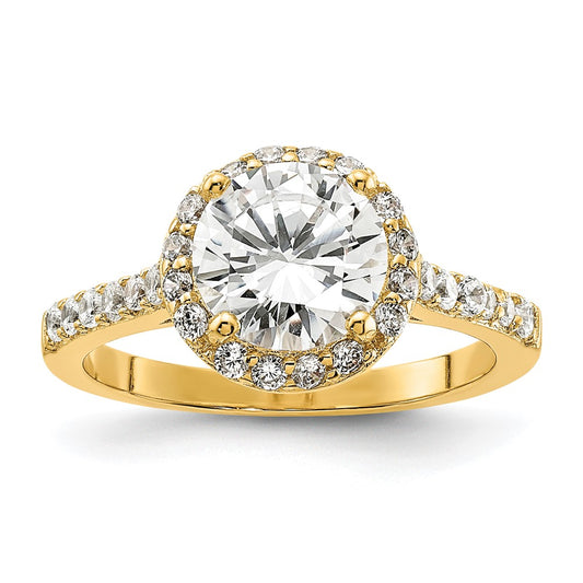 Shop Stylish Cheryl M Polished CZ Halo Ring - 14K Gold-Plated Sterling Silver