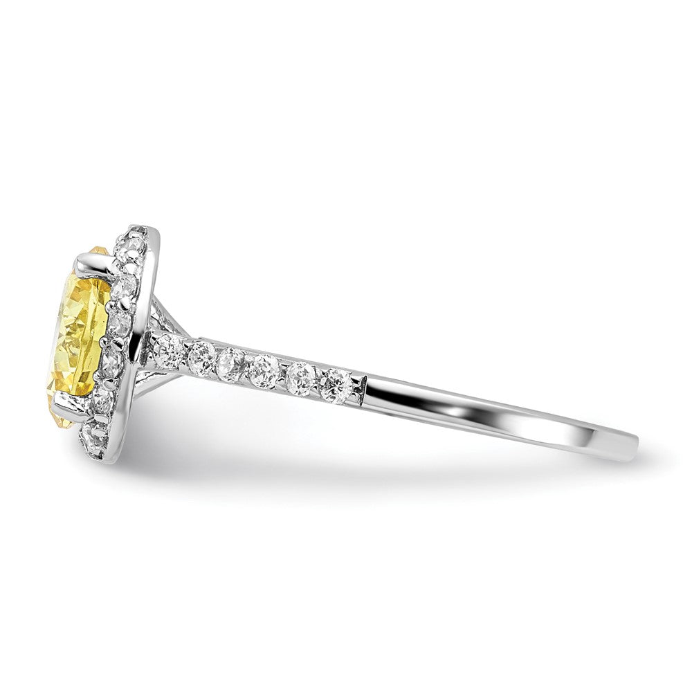 Shop Exclusive Rhodium-Plated Sterling Silver Halo Ring, 14K Gold Accent, Stylish CZs