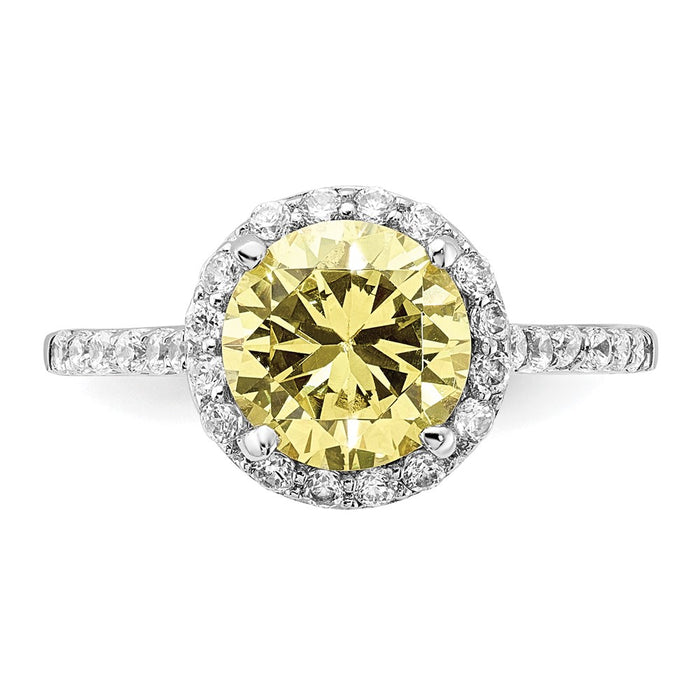 Shop Exclusive Rhodium-Plated Sterling Silver Halo Ring, 14K Gold Accent, Stylish CZs-4